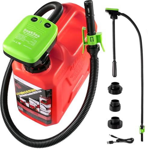 Automatic Fuel Transfer Pump with Auto-Stop Sensor(3.2 GPM), USB Rechargeable 41' Hose Automatic Transfer Pump, Lithium Battery Power Portable Liquid Transfer Pump For Gasoline Diesel-3 Tank Adapters
