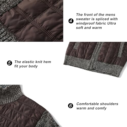 Image of VtuAOL Men's Cardigan Sweaters Casual Full Zip Sweaters Knitted Cardigan with Pockets