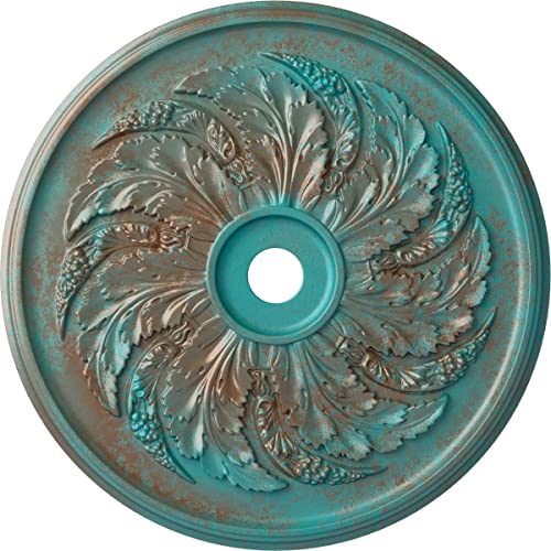 Ekena Millwork CM42SKCGS Sellek Ceiling Medallion, 42 1/8"OD x 1 7/8"P (Fits Canopies up to 9"), Hand-Painted Copper Green Patina