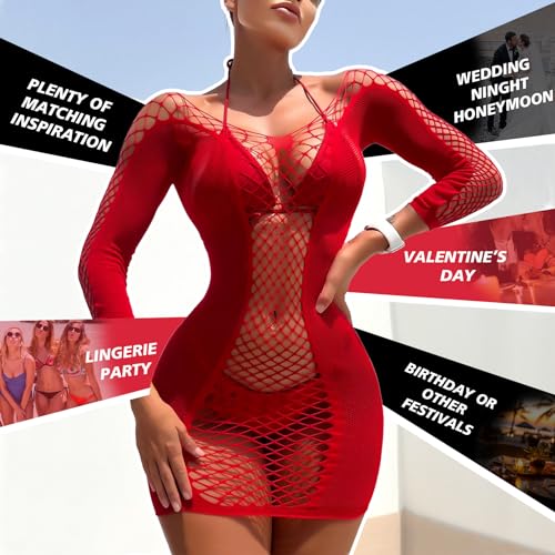 image for Famstar Sexy Lingerie for Women Naughty Fishnet Lingerie Set Bodysuit 