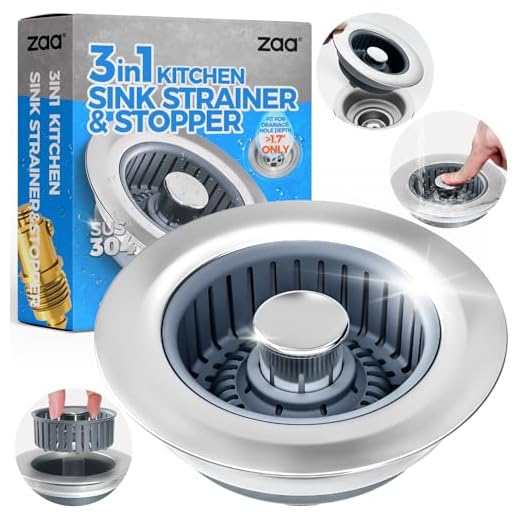 Upgraded 3in1 Kitchen Sink Drain Strainer & Sink Stopper, Stainless Steel Kitchen Drain Plug & Cover with Anti-Clogging Basket Strainer, Fit US Standard 3-1/2'' Sink Drain Hole, Silver