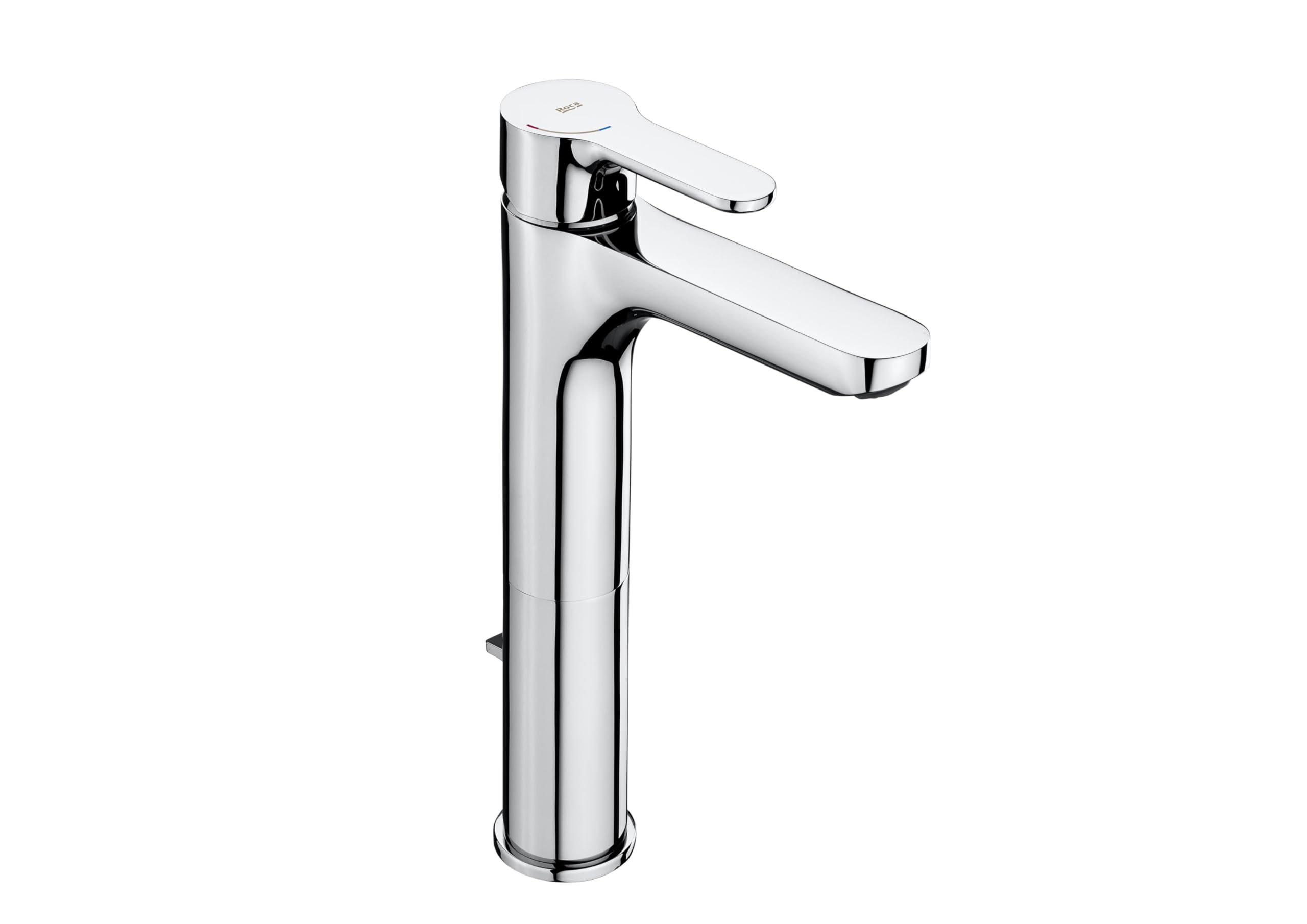 Roca L20 Grifería para lavabo de caño alto con tecnología Cold Start, grifo monomando con enlaces de alimentación flexibles, mezclador con desagüe automático de fácil instalación, cromado, A5A3C09C00
