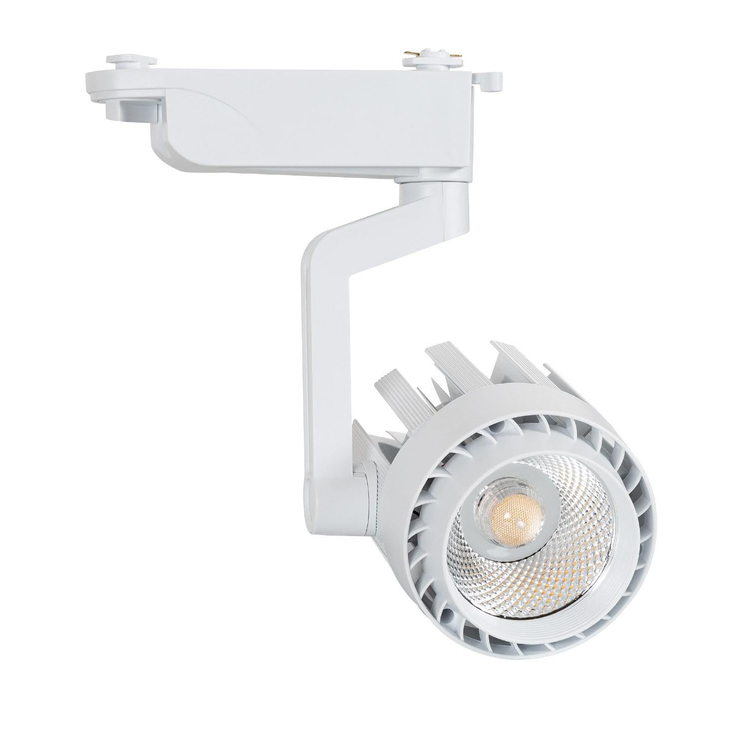 LEDKIA LIGHTING - Foco Carril LED Monofásico | 30W 3000 lm | Luz Cálida 3000K | Tecnología COB | Material PC y Aluminio, Blanco Cálido, Policarbonato