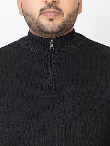 Image of Kvetoo Plus Size Men High Neck Zipper Full Sleeve Woolen Winter Sweater