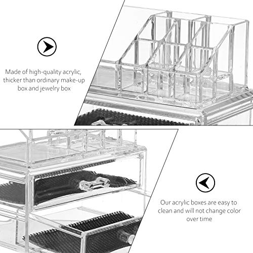 Lurrose Suporte de Escova Maquiagem Com Compartimento de Gavetas Organizador de Maquiagem de Acrílic