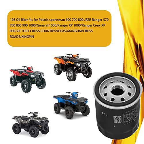 Lrllx 2540086 Oil Filter Fit For Polaris Rzr Ranger 570 700 800 900 1000 Xp General 1000 Ace 900 Atv/ Sportsman 600 700 800/Snowmobile/ 2540122 2540006 Hf198 (4Pcs) #TOP3