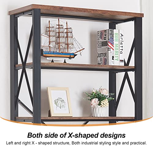 Hombazaar Bookshelf, 6-Tier Industrial Bookshelves, Wood And Metal Bookcase,Free Standing Storage Small Modern Bookshelf For Living Room, Bedroom And Home Office，Brown #TOP4