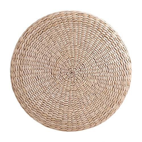 Tatami Bodenkissen, 40cm Runder Pouf Tatami-Kissen Sitzkissen Outdoor Bodensitzkissen Meditationskissen Stroh Meditation Weiche Yogamatte