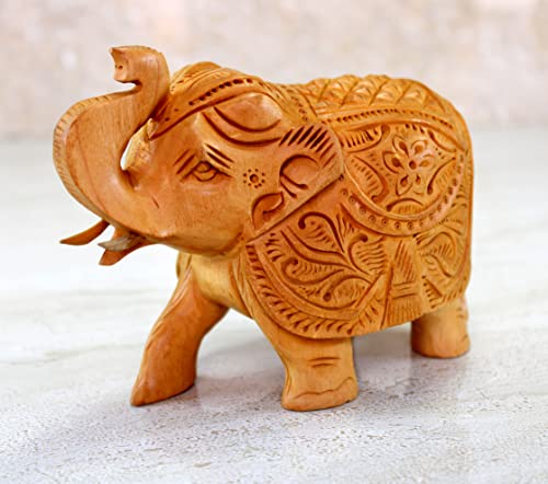Escultura de elefante de madera mediana decorativa miniatura 5