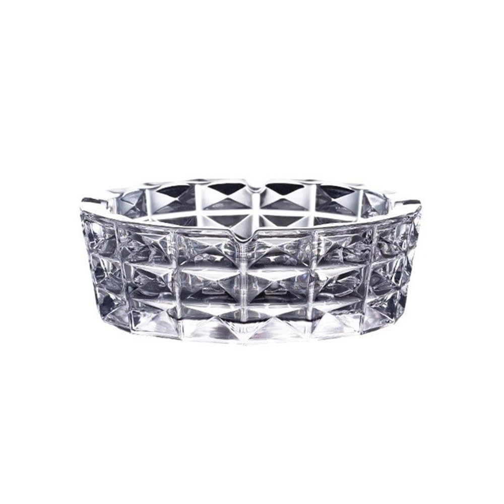 Indoor Decorative Round Ashtray Made of Glass Suitable for Guest Room Foot Bath KTV Restaurant Office for Desktop(Medium)