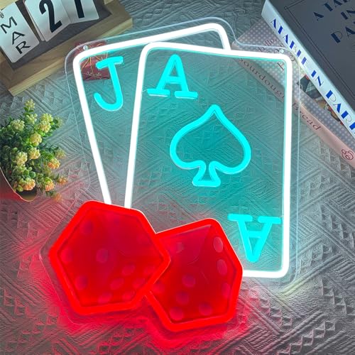 Enseigne Lumineuse Poker Néon Ajustable avec Cartes à Jouer en Néon pour Décoration Murale Alimentée par USB - Enseigne Poker Dés Néon pour Chambre, Casino, Bar, Salle de Jeux, Grotte d'Homme, Art – vue 8
