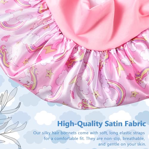 3 Pcs Kids Soft Silk Bonnets for Girls,Satin Hair Bonnets Child Sleeping Cap,Breathable Toddler Bonnet with Tie Bands4