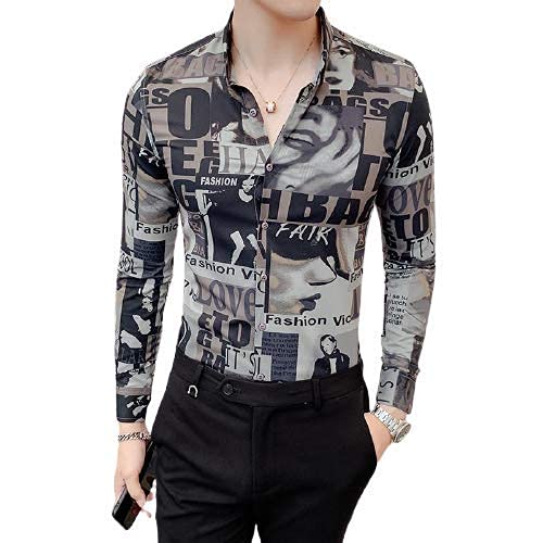 SHREE SUKTAM Men's Digital Chocolate Colour News Paper Printed 2.30 Meter Unstitched Shirt Fabric Piece for Men (Multi Colour, Free Size, Cotton)