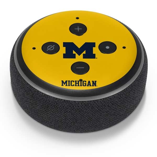 Skinit Decal Audio Skin Compatible with Amazon Echo Dot 3 - Officially Licensed University of Michigan M Logo Yellow Design