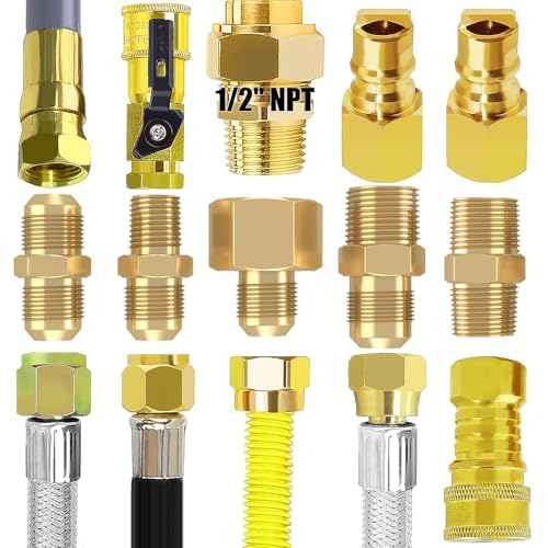 Upgraded 12Feet High Pressure Braided Propane Hose Extension with Conversion Coupling 3/8" Flare to 1/2" Female NPT, 1/4" Male NPT, 3/8" Male Flare for BBQ Grill, Fire Pit, Heater by NQN - Image 4