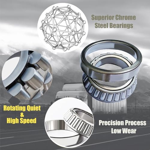 2 Sets Trailer Bearing Kits, L68149 L44649 Trailer Axle Kits with 171255TB 10-19 Grease Seals, 1.98\'\' Trailer Hub Caps with Rubber Plugs, Cotter Pins, Spindle Nuts & Washers for #84 Spindle 3500 lb