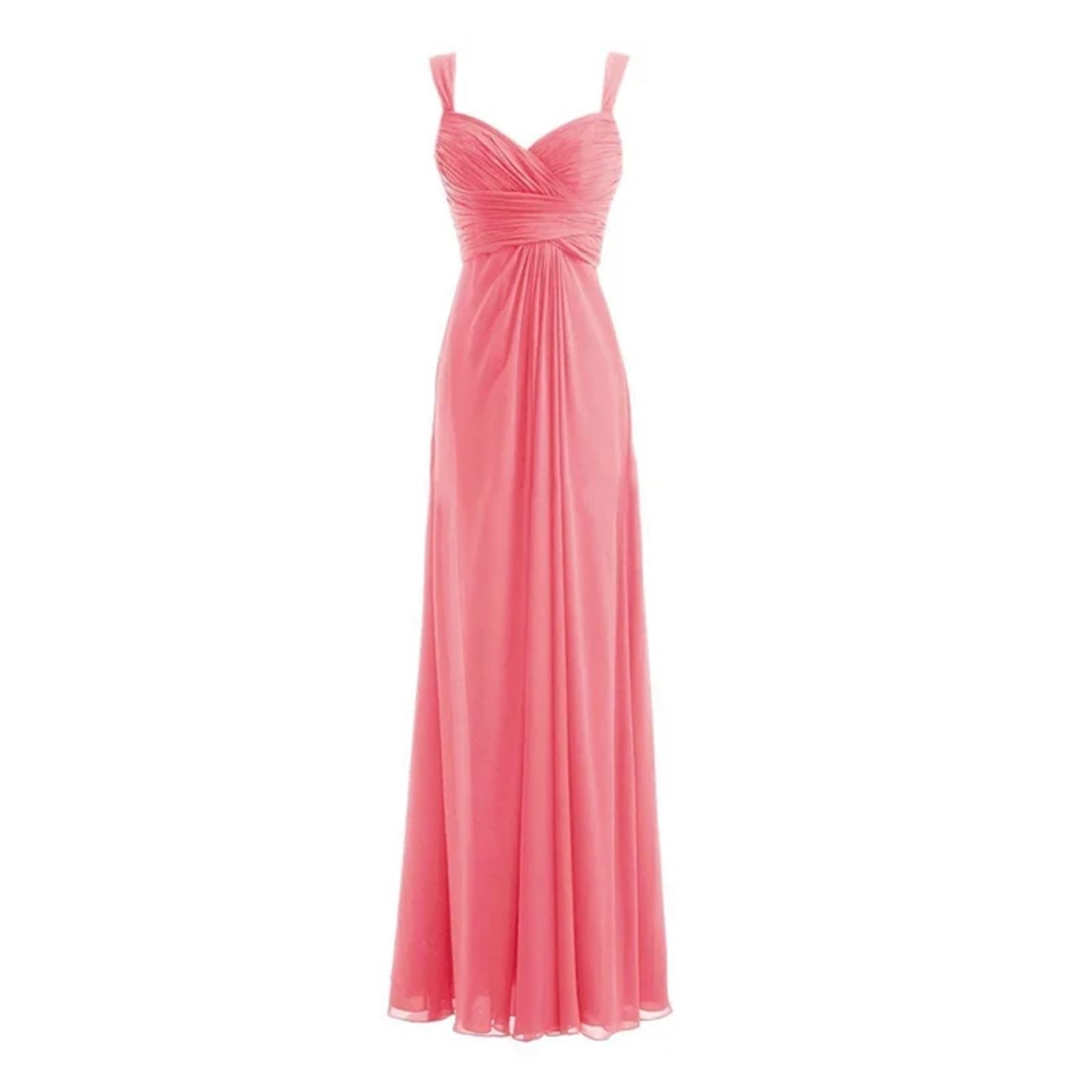 Vestido de dama de honor elegante de gasa con escote en forma de corazón, plisado, hombros descubiertos, for noche, boda, fiesta, formal, baile de graduación, con cordones en la espalda(Blush,22W)