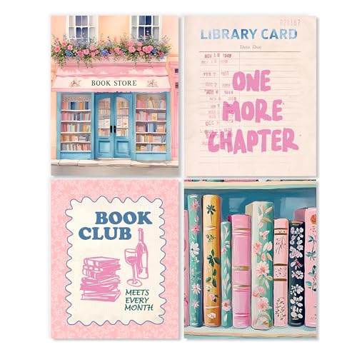 LUKIPOM Fantasy Book Store Club Wall Art Posters Set of