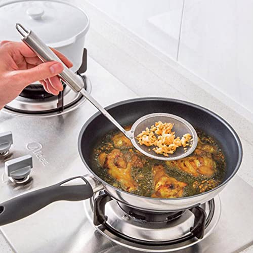 Coadores de malha fina premium – peneiras finas de aço inoxidável para cozinha com alças longas, col
