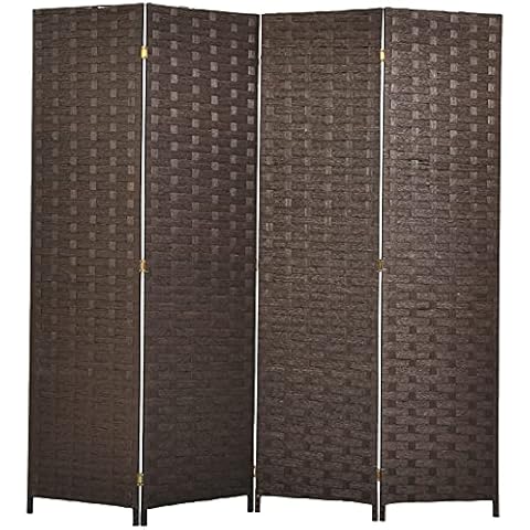 GOPLUS 4 Teilig Paravent, Faltbarer Raumteiler, Trennwand zum Sichtschutz, Undurchsichtige Stellwand, aus Papier & Holz, Leichtes Verstauen Cover