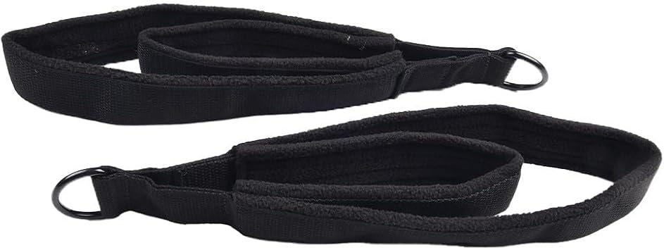 GLOBALHUT 2 Pack Pilates Double Loop Straps with D-Rings, Cotton Webbing Foot Straps for Reformer Workout, Home Gym Flexibility Training Equipment, Black