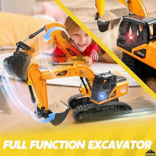 Oyuncak Uzaktan Kumandalı Full Fonksiyon Şarjlı Paletli Hareketli Kepçeli Rc Ekskavatör - Görsel 7