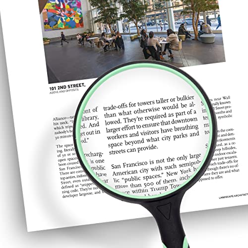 Large Magnifying Glass 10X Handheld Reading Magnifier for Seniors - 100MM 4INCHES Real Glass Magnifying Lens for Book Newspaper Reading, Insect and Hobby Observation, Science (Green) - Thumbnail 3