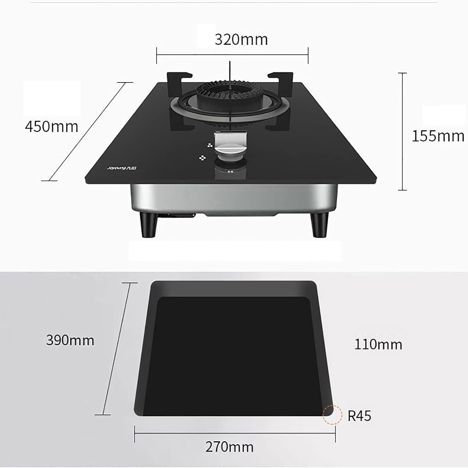 Gas cooktop Desktop Upgrade Gas Stove Gas hob Desktop/Built-in Household Gas Stove 4.8kW Triple Ring Burner Black Explosion-proof Tempered Glass Kitchen Cooktop Cooker With FFD And(LPG)
