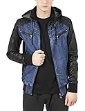 chaqueta vaquera hombre amazon Chaqueta vaquera Urban Classics Hooded Synthetic Leather Jacket Chaqueta, Multicolor (Denim/Black), M para Hombre
