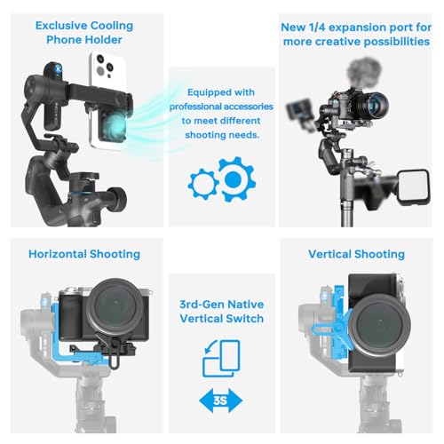 Image of FeiyuTech SCORP Mini 3 Pro Camera Gimbal with AI Tracker,Detachable Remote Handle All in One Camera Stabilizer,for Sony /Canon /Nikon /Gopro11 /DJI Action 5 pro /iPhone 16,Payload 4.4lbs,Bluetooth Control