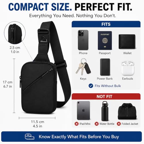 Image of Mini Crossbody Sling Bag for Men & Women, Small Phone Chest Bag for Travel