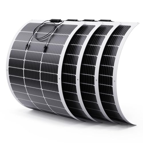 Callsun 400 Watt Solar Panel, 4PCS 11BB 100W Flexible Solar Panel 23% High-Efficiency Ultra Lightweight, IP68 Watercolor 12V/24V/36V/48V Solar Panels for Homes Offgrid RV Campervans Boat