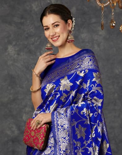 Image of Women's Banarasi Saree Pure Kanjivaram Silk Saree Soft Design Wear Pattu Sarees Cotton With Blouse Piece Kanchipuram for Wedding new ladies sadi