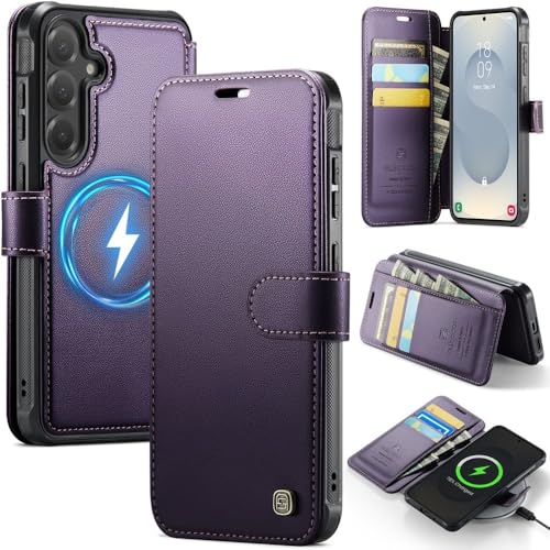 Étui Samsung Galaxy S25 Plus violet, protection arrière en cuir haut de gamme