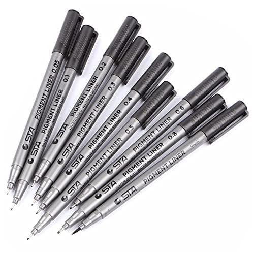 Mingzhe 9 Micro-Pen Precision Fineliner Canetas de tinta de arquivo à prova d'água Caneta de linha