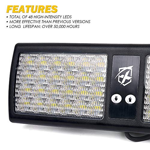 Image of Xprite White 48LED Visor Lights Interior Windshield Sunshield Lights for Construction Vehicles Towing Work Trucks Plows Pickup Truck