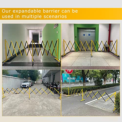 Industrial Expandable Metal Barricade, 16 Feet, Easily Assembled Safety Barrier With Casters, Flexible Mobile Barrier Gate, Adjustable Traffic Fence #TOP6