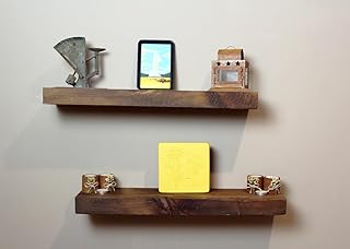Modern Timber Craft Reclaimed Wood Wall Shelves | Rustic | Set of 2 (24" x 6") | Easy-to-Install Hardware Included (Early American)