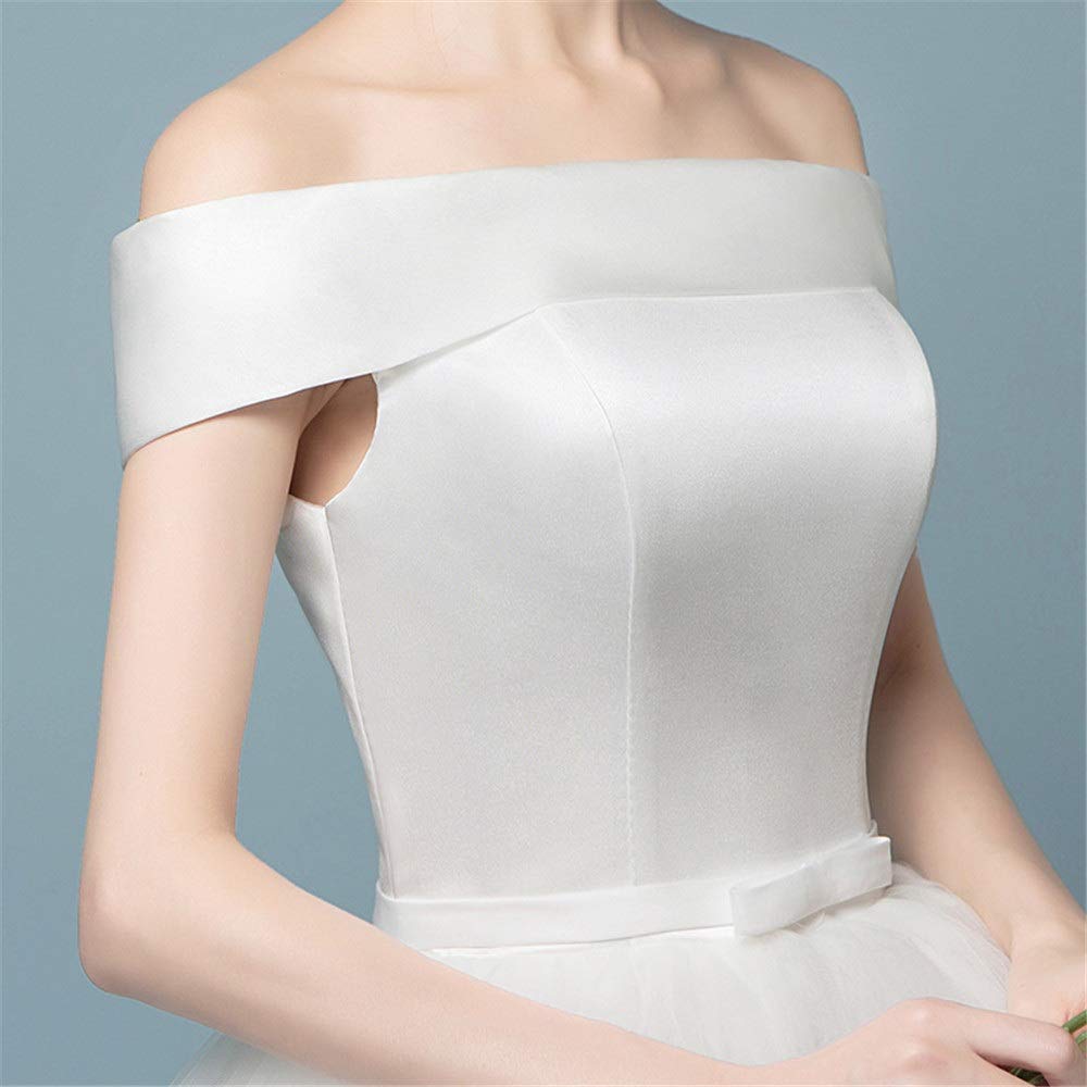 Vestidos de Baile con Calcomanías de Encaje la Novia Se Cultiva Retro en el Vestido de Novia de Encaje de Satén Croset, SEVENYXX, Blanco, l