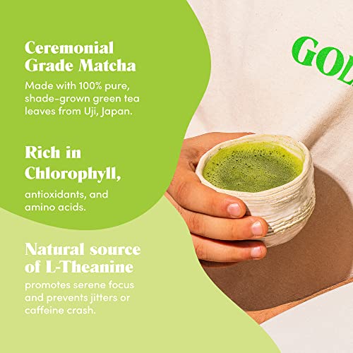 Golde Pure Matcha - 100% Pure Japanese Ceremonial Grade Matcha Green Tea Powder | Golde Shroom Shield - Superfood With Turkey Tail Mushroom, Reishi Mushroom Extract, Cacao, And Coconut Milk Powder #TOP6