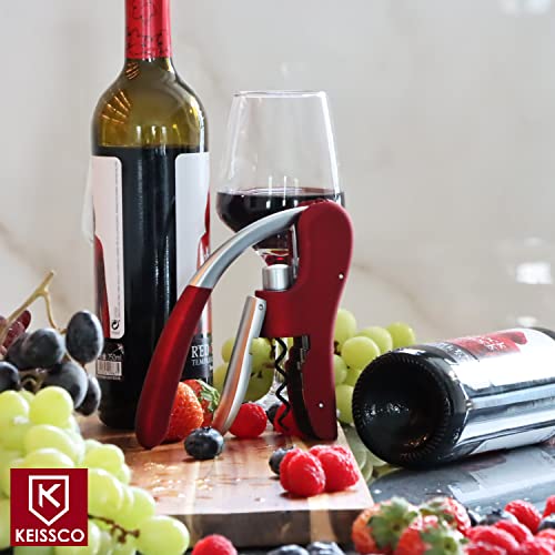 Keissco Wine Opener Set Vertical Lever Corkscrew Wine Bottle Opener With Foil Cutter And Extra Spiral #TOP7