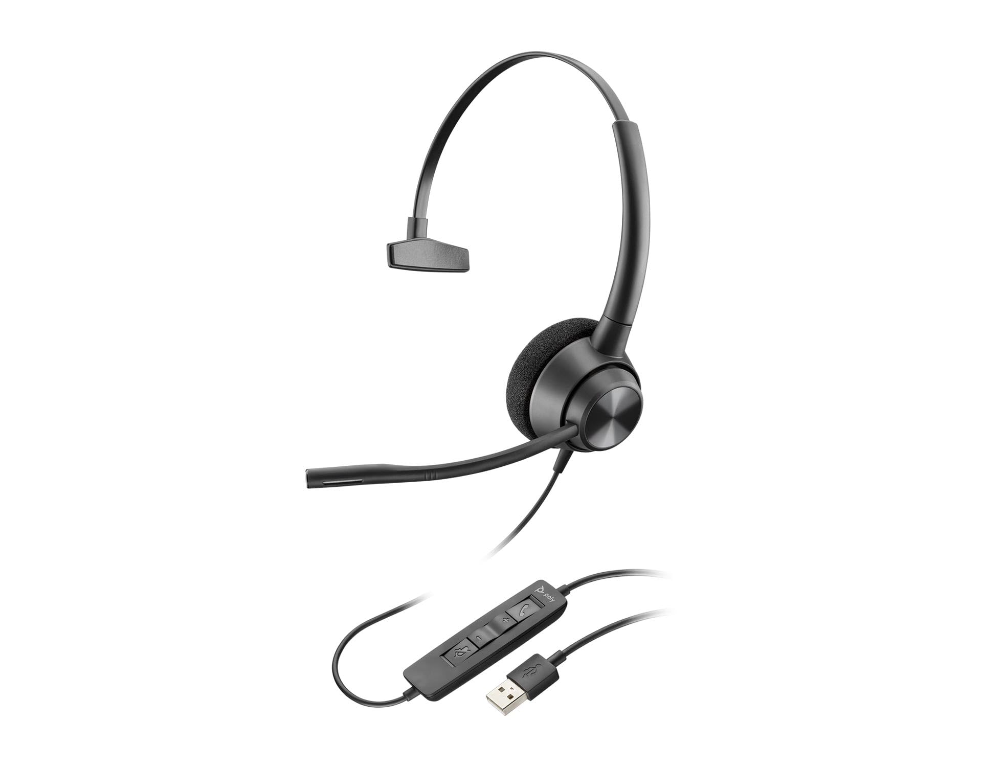 Plantronics 214568-01 EncorePro 310 Monaural Mono Headset with USB-A Connection, black, One Size