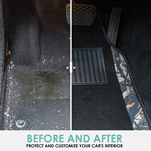 Image of FH Group Automotive Floor Mats - Universal Fit Premium Carpet Car Mats with Driver Heel Pad, Full Set for Cars, SUVs & Trucks - Camo