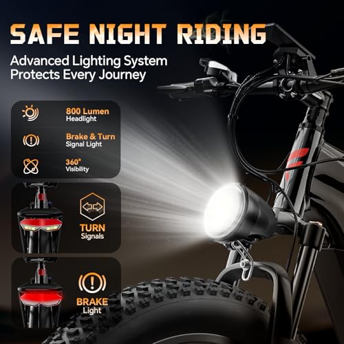 FREESKY 2000W Electric Bike for Adults, 37MPH & 95Miles Range, Dirt All-Terrain Electric Bicycle, 48V 25Ah Removable Battery, UL 2849 Certified, 26\" Fat Tire Full Suspension Ebike with Rear Rack