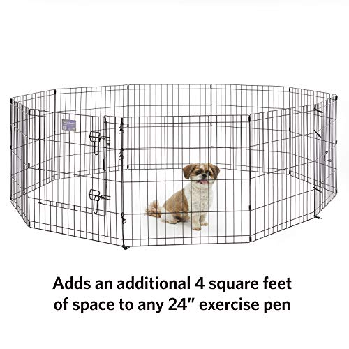 Midwest Homes For Pets Universal Pet Playpen 2-Panel Extension Kit | Fits Metal 24-Inch Dog Pens | Kit Measures 24H X 47.50W Inches| Includes 4 Thumb Snaps, 2 Ground Stakes #TOP2