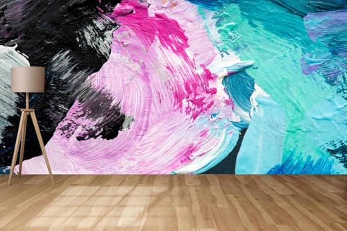 Tzxztt Negro Azul Rosa Papel Pintado 3D Póster Restaurante Dormitorio Salón Sofá TV Pared Decorativa-400cm×280cm