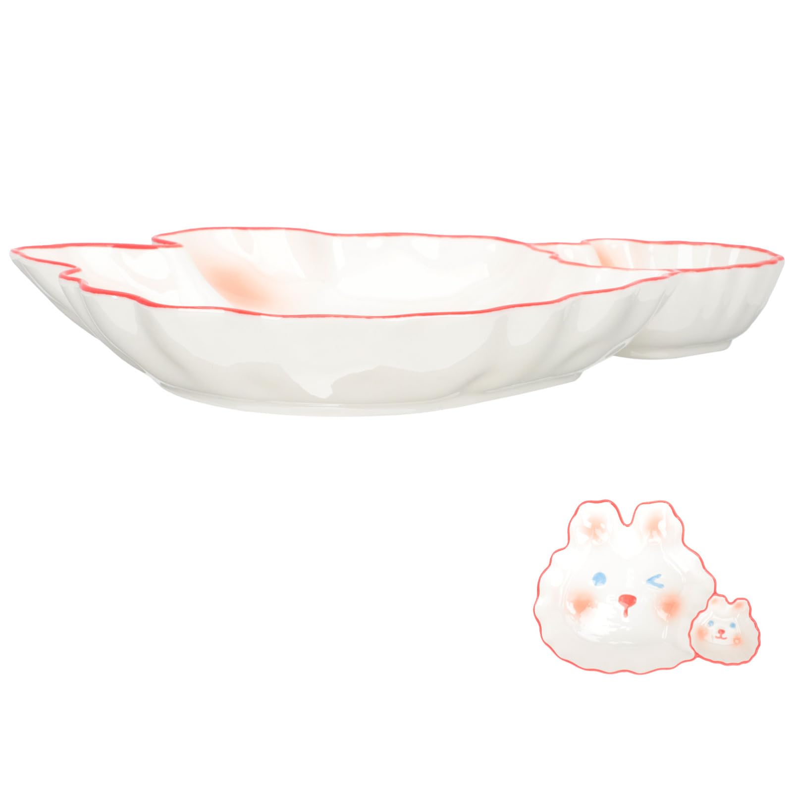 OFFSCH Ceramic Dumpling Plate with Sauce Dish Multi Functional Sushi Dish for Compact Food Plate for Serving Dumplings Shrimp and More Lightweight Ceramic Kitchen Supply