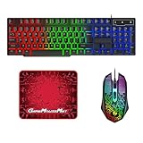 Clavier et souris de jeu, le clavier filaire arc-en-ciel LED est doté de boutons d'abattage mécaniques, mais pas aussi bruyant qu'un clavier mécanique. Touches spécialement conçues pour la durabilité et le toucher. Fournit des touches précises. Avec 12 touches de combinaison multimédia sur le dessus du clavier (FN + F1 ~ F12) peuvent être commutées à tout moment, le clavier allumé peut être utilisé simultanément sans conflit. Pendant le jeu