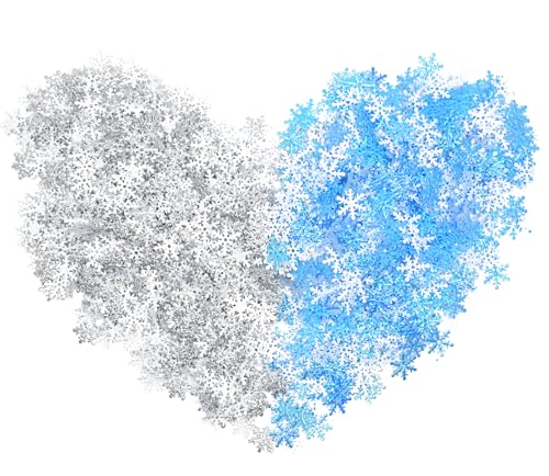 Blue and Sliver Snowflake Confetti for Winter Wonderland Table Decoration