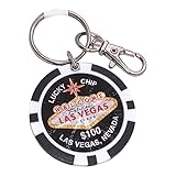 Las Vegas Keychain, Lucky Poker Chip (Black - $100)